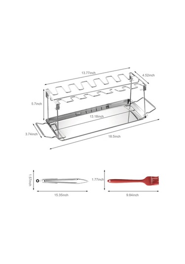 Didadodo 14 Yuvalı Mangal Tavuk Kanat Askısı - Katlanabilir, Drip Tepsili Pratik Tasarım