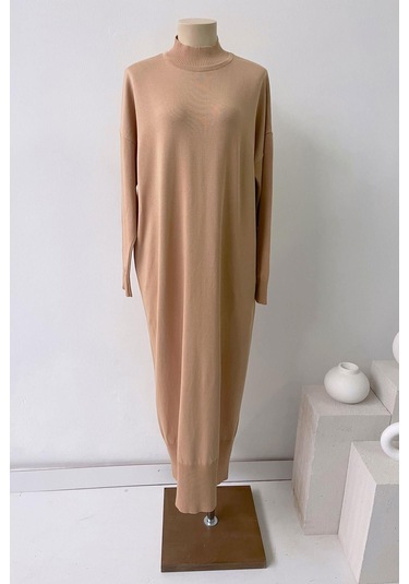 Merserize Elbise - Sütlü Kahve