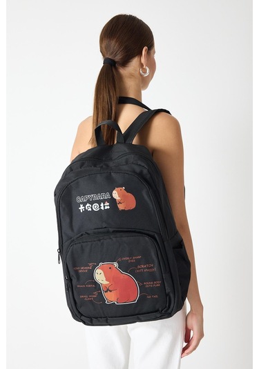 Sincap Baskılı Çocuk Unisex Siyah Sırt Çantası Pwcnt015 Siyah
