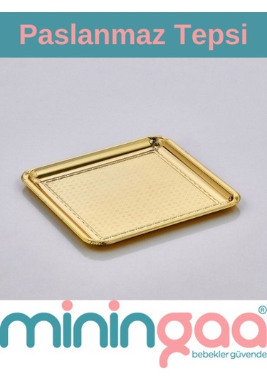 Kare Tepsi Kahve Sunumluk Paslanmaz Metal Damat Ve Söz Tepsisi Kararmaz Kaplama Gold