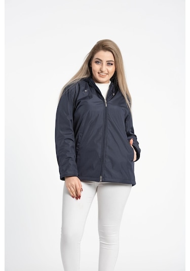 Vetre Kadın Polarlı Yağmurluk Mont Lacivert Büyük Beden 1005 Çok Renkli