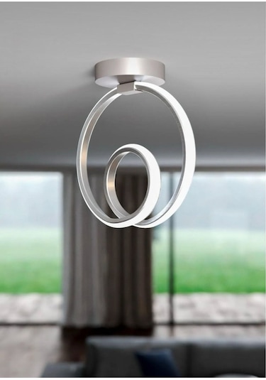 Elegant Model Plafonyer Krom Kaplama Led Avize Oturma Odası Çocuk Odası Koridor Beyaz Işık Krom