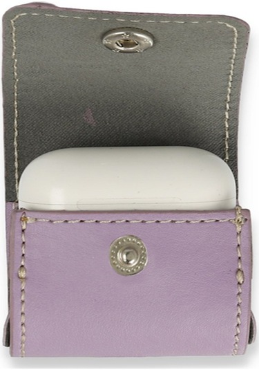 Fitcase Airpods Pro Uyumlu Faux Seri Kapaklı Kılıf Lila