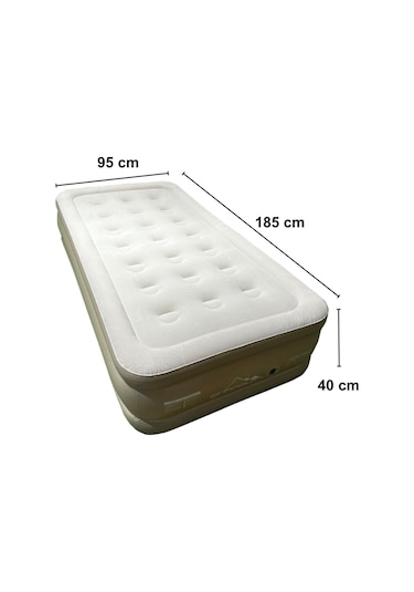 Campout Yüksek Tek Kişilik Şişme Yatak Krem Bej