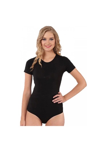 Giyim Bayan Kısa Kol Çıtçıtlı Body Siyah Siyah