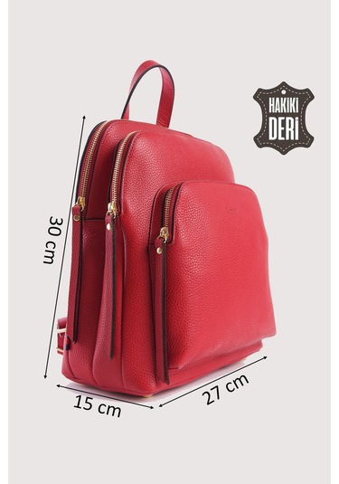 Hakiki Deri Kadın Sırt Çantası Kırmızı Smr9209 Kirmizi