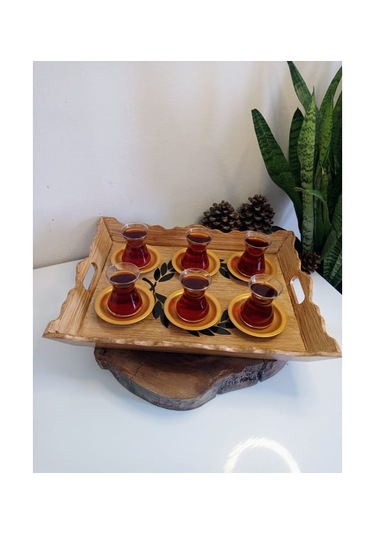 Dalgalı Model Ahşap Eskitme Dekoratif Kahve, Çay, Söz, Nişan, Sunum , Servis Tepsisi Ahşap