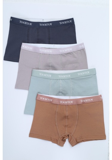 Toontoy Erkek Çocuk Kemer Yazı Baskılı 4lü Paket Boxer Çok Renkli