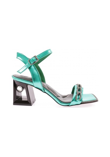 Dgn 617-23y Kadin Silver Taş Bantli Topuklu Sandalet 617-1922-R12454 Yeşil