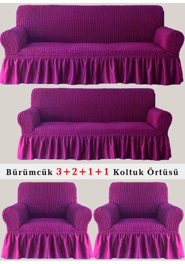 StarMall Bürümcük Koltuk Örtüsü, Berjer, Çekyat Kılıfı 3211 Takım Mor