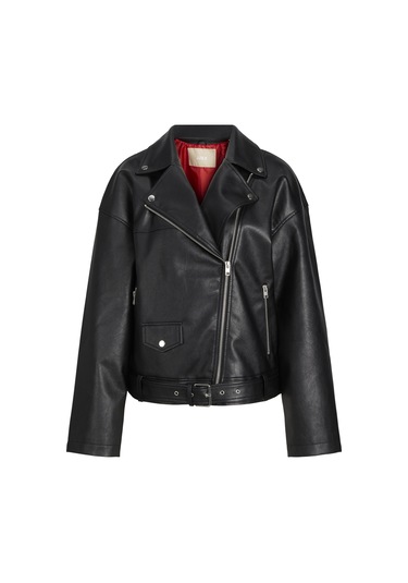 Kadın Fermuarlı Suni Deri Ceket - Frida Black Siyah