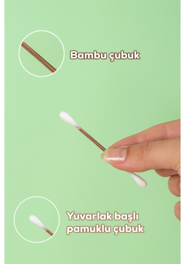 Porsima 3135 Doğal Ahşap Bambu Saplı Standlı Kulak Temizleme Çubuğu Seti- 180 Adet Renkli