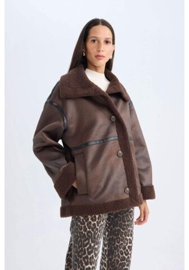 DeFacto Relax Fit Polo Yaka Mont Düğmeli Cepli Mevsimlik Pelüş Astarlı D3994AX24WNBN495