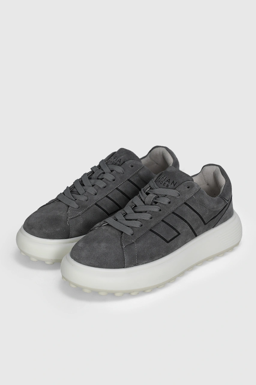 Lufian Frank Erkek Deri Sneaker Ayakkabı Koyu Gri Koyu Gri 112230225100160 Koyu Gri