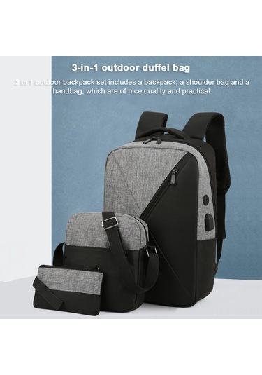 Jeemson Üçlü Set İş Seyahat Sırt Çantası: Oxford Kumaş, Usb Şarj, Çok Bölmeli, İş Ve Günlük Kullanıma Uygun Siyah Çok Renkli