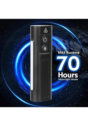 Brightnova Yeni Çok Fonksiyonlu 1pc Black Usb Şarj Edilebilir Cob Güçlü Yan Işık Bisiklet Farı Kampçı Işık Altın