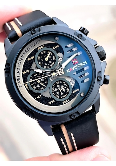 Naviforce Deri Kordon İç Fonksiyonları Aktif 3 Atm Suya Dayanıklı Erkek Kol Saati E.nvf.k.9110as