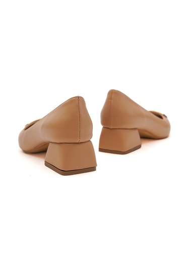 Scenic Nude Tokalı 4cm Sivri Burun Topuklu Ayakkabı Ten Rengi