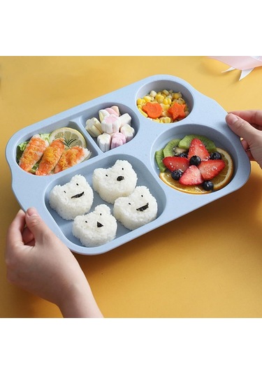 4 Parçalı Plastik Çocuk Tabağı, Ayırıcı Tabak, Kırılmaz Menü Tabağı