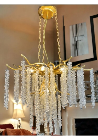 Luxury Serip Avize-sarmaşık Kristal Taşlı Lüx Avize Salon-lobi-ot 1 Adet