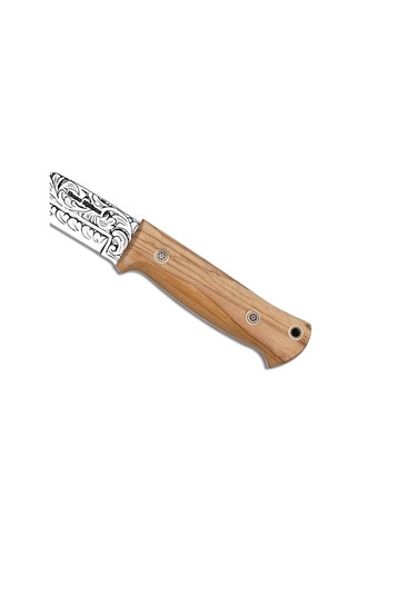 Bora 511 Survivor Zeytin Ağacı Sap Gravürlü Bıçak Açık Kahverengi