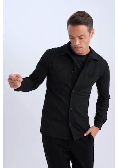 DeFacto Regular Fit Polo Yaka Gömlek Ceket D7243AX25SPBK81