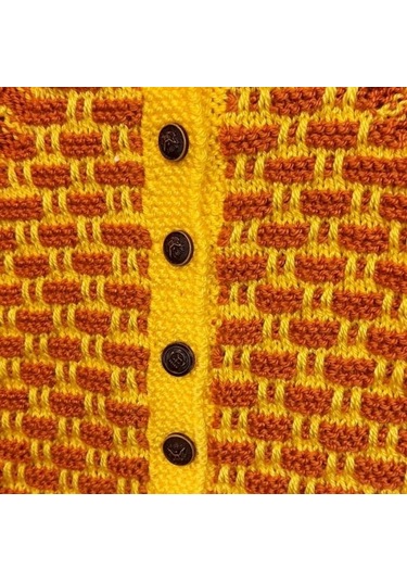 Uretti - Talia 8659 6719 El Örgüsü Erkek Çocuk Hırka - Patik Set - 2 Yaş Sarı