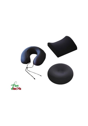 Viscoli Yuvarlak Yastık Oturma Simidi + Bel Yastığı + Boyun Seyahat Yastığı