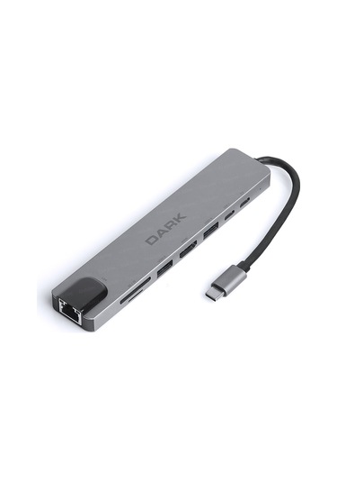 Dark USB 3.1 Type-C 8 in 1 Ethernet / HDMI / TF SD Kart Okuyucu