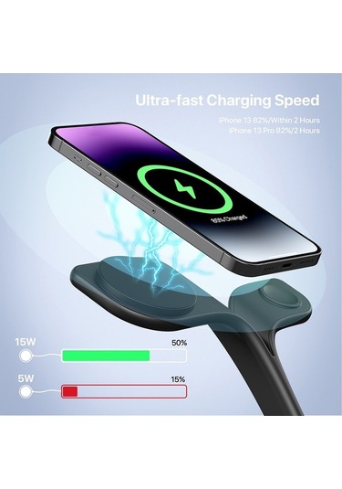 Pazly 5-in-1 Kablosuz Magsafe Şarj Standı Led Gece Lambası