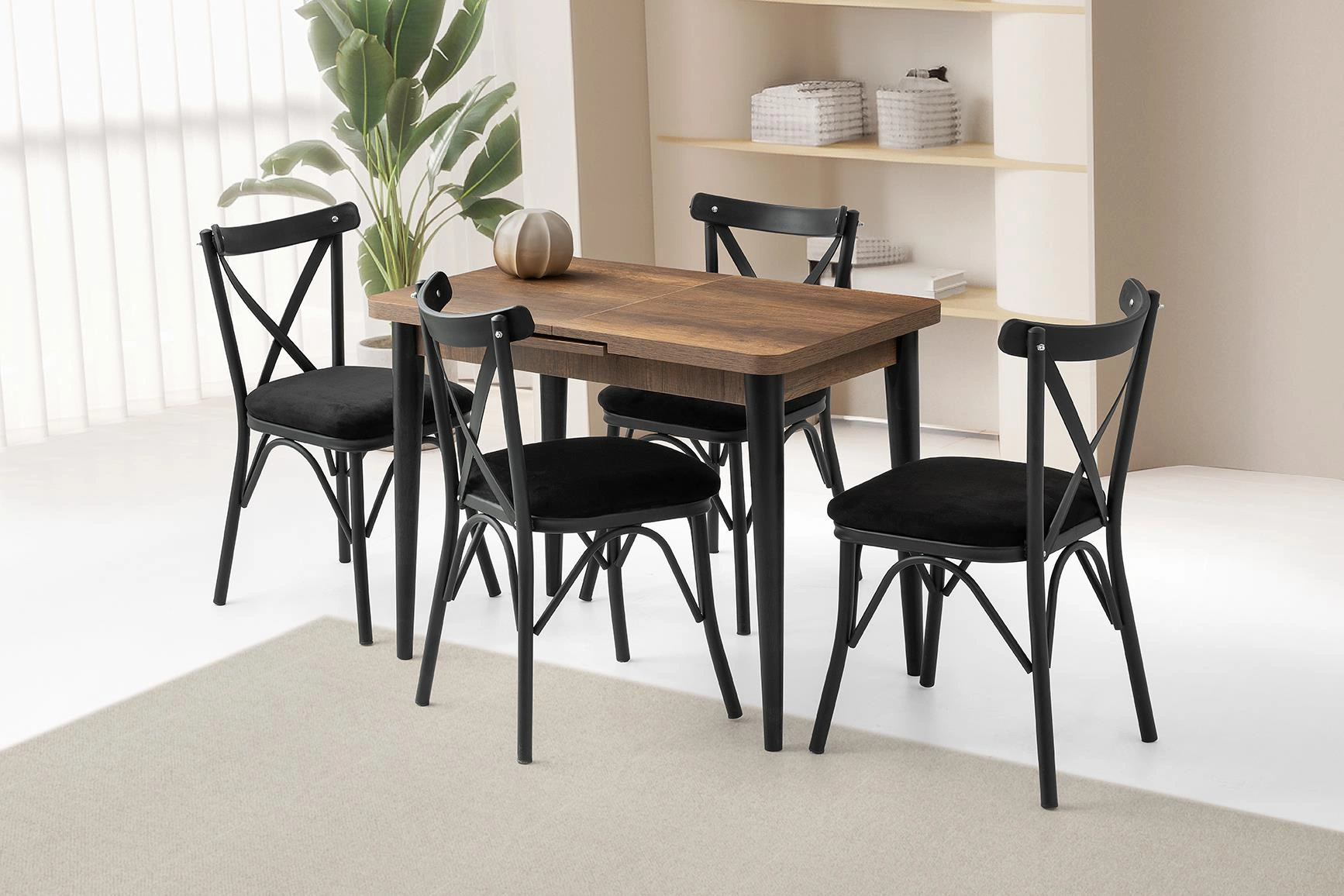 Milano Bahar Mdf Mutfak Masa Sandalye Takımı 60x100 Ceviz