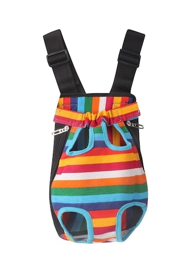 Seyahat Taşınabilir Pet Göğüs Sırt Çantası Pet Taşıma Çantası, Boyut: L Gökkuşağı Çizgili