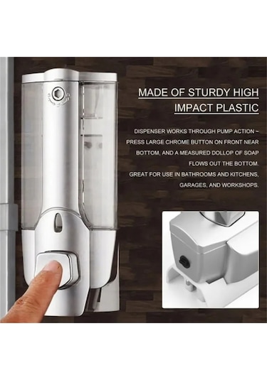 2 Kafa Gümüş-1/2 Adet 350ml Duvara Monte Şampuanlık Sabun Temizleyici Banyo Duş Jeli Deterjan Losyon Pompası Eylem El Ve Ev İçin