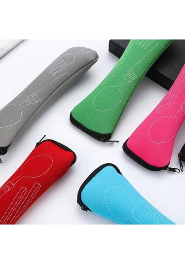 Turuncu Çatal Bıçak Takımı Saklama Çantası Sofra Bezi Fermuar Depolama Tasarımı Taşınabilir Yıkanabilir Çanta Çatal İçin Kese