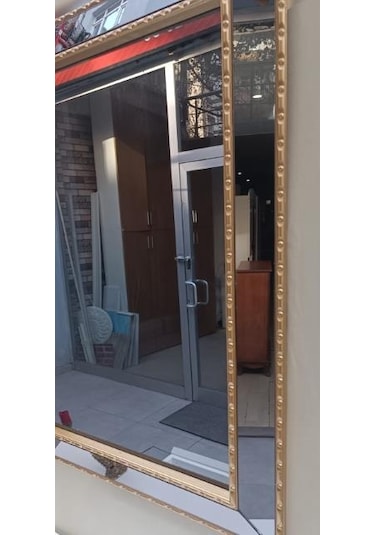 Dresuar CNC Kabartma Model Hayal Ayna Gold beyaz Uyumu Ahşap MDF Kayın Ayak El yapımı beyaz