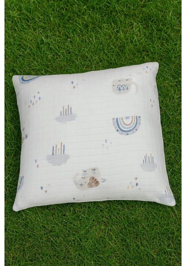 More Home Müslin Bebek Yastık Kılıfı % 100 Pamuklu Filli Bulutlu