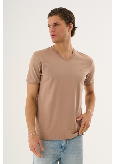 Alexander Gardi V Yaka Basic T-shirt Bej