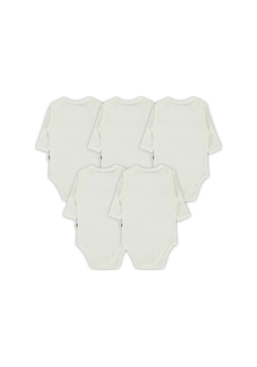 Civil Baby Düz Uzun Kol 5 li Çıtçıtlı Badi Beyaz