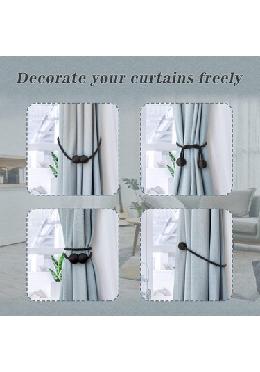Manyetik Perde Bağları Siyah 2 Adet, Perde Bağları Tokaları Tutucular Kancalar Klipsler Ev, Dış Mekan, Yatak Odası, Ofis, Dekoratif Perde Diğer