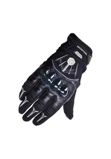 Motosiklet Eldiveni Carbon Korumalı Deri Ve Cordura Kumaş Sertifikalı Motor Eldiven Siyah