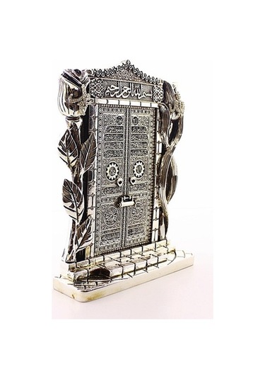 Allah Muhammed Yazılı Gül Kabe Kapısı Gümüş Biblo 25 Cm-023