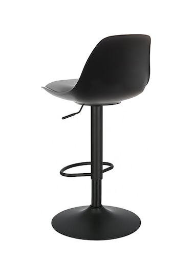 Bürocci Nadya Bar Sandalyesi - Gri Deri - Mat Siyah Ayaklı - 9537y0125 Gri