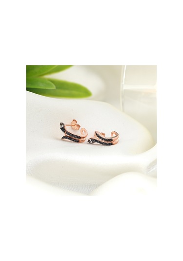 925 ayar Gümüş Siyah Zirkon taşlı halka tasarım Rose Yılan modeli küpe