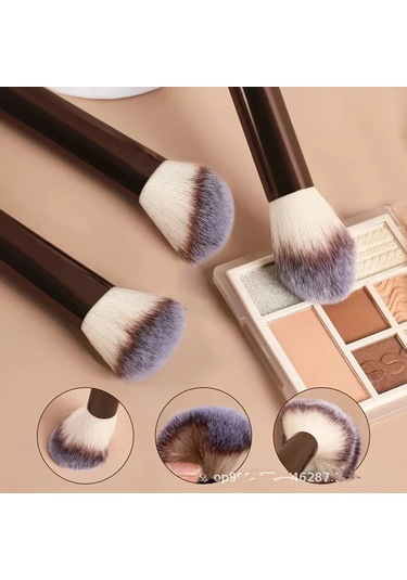 Honeybeeshop Kahve Makyaj Fırçası Seti 10 Parça Profesyonel Yumuşak Pudra Fondöten Fırçaları