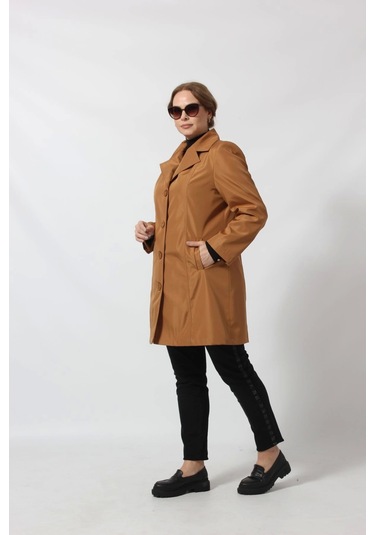 1670 Düğmeli Cep Detaylı Bondit Ceket Hardal