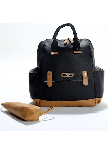 M&y Holifera Deri Anne Bebek Bakım Sırt Çantası 7260 Siyah 001