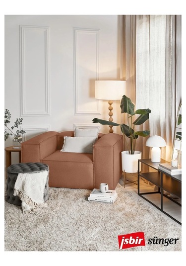 Mode Soft Berjer 33 Tarçın Keten Kumaş İşbir Sünger