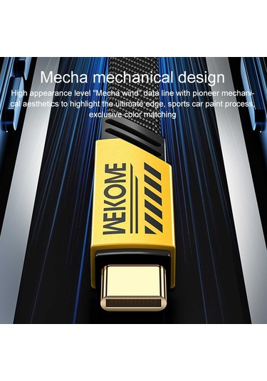 Wk Wdc-190a Mech Serisi 6a Usb Usb-c / Tip-c Hızlı Şarj Veri Kablosu, Uzunluk: 1m Sarı