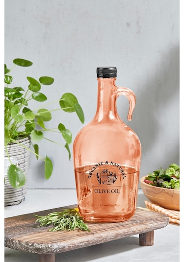 Selka Home - Mary 1500 Ml Desenli Cam Galon Yağdanlık