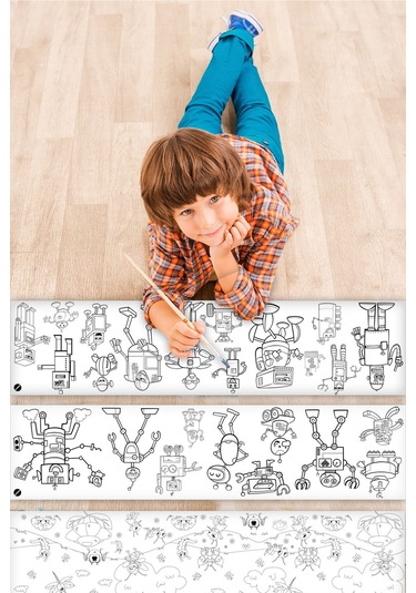 Bebek Ve Çocuk Için 3,75 Metre Rulo Boyama Kağıdı Karışık